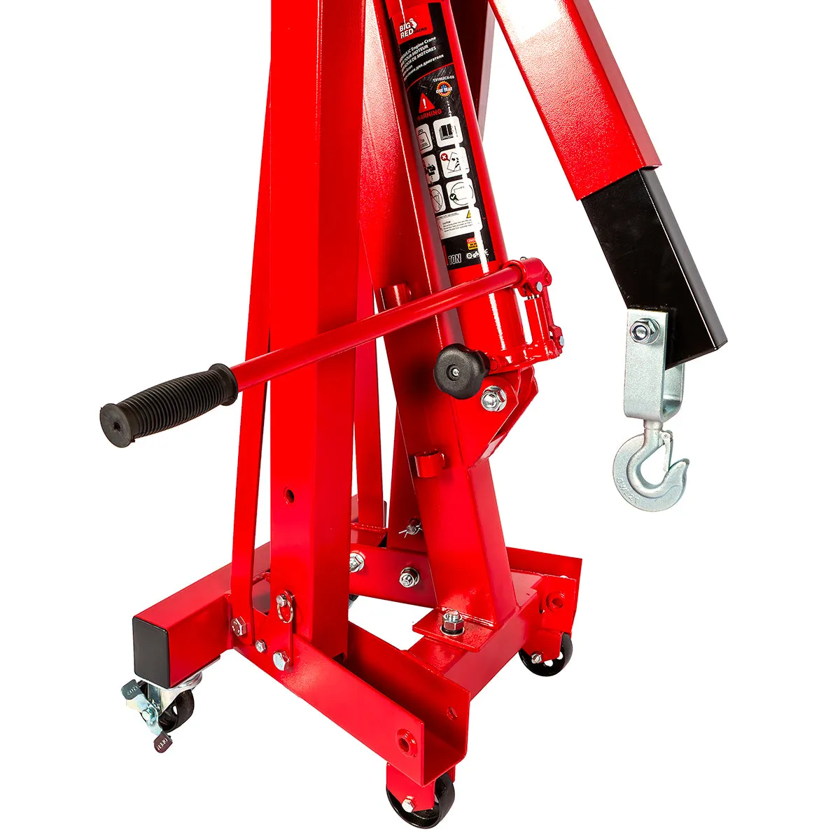 Big Red Torin 1-Ton Hydraulic Folding Engine Crane. Lifting Range 160-2040 mm
