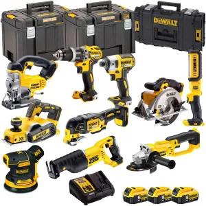 Dewalt 18V 10 Piece Power Tool Kit with 3 x 5.0Ah Batteries T4TKIT-496