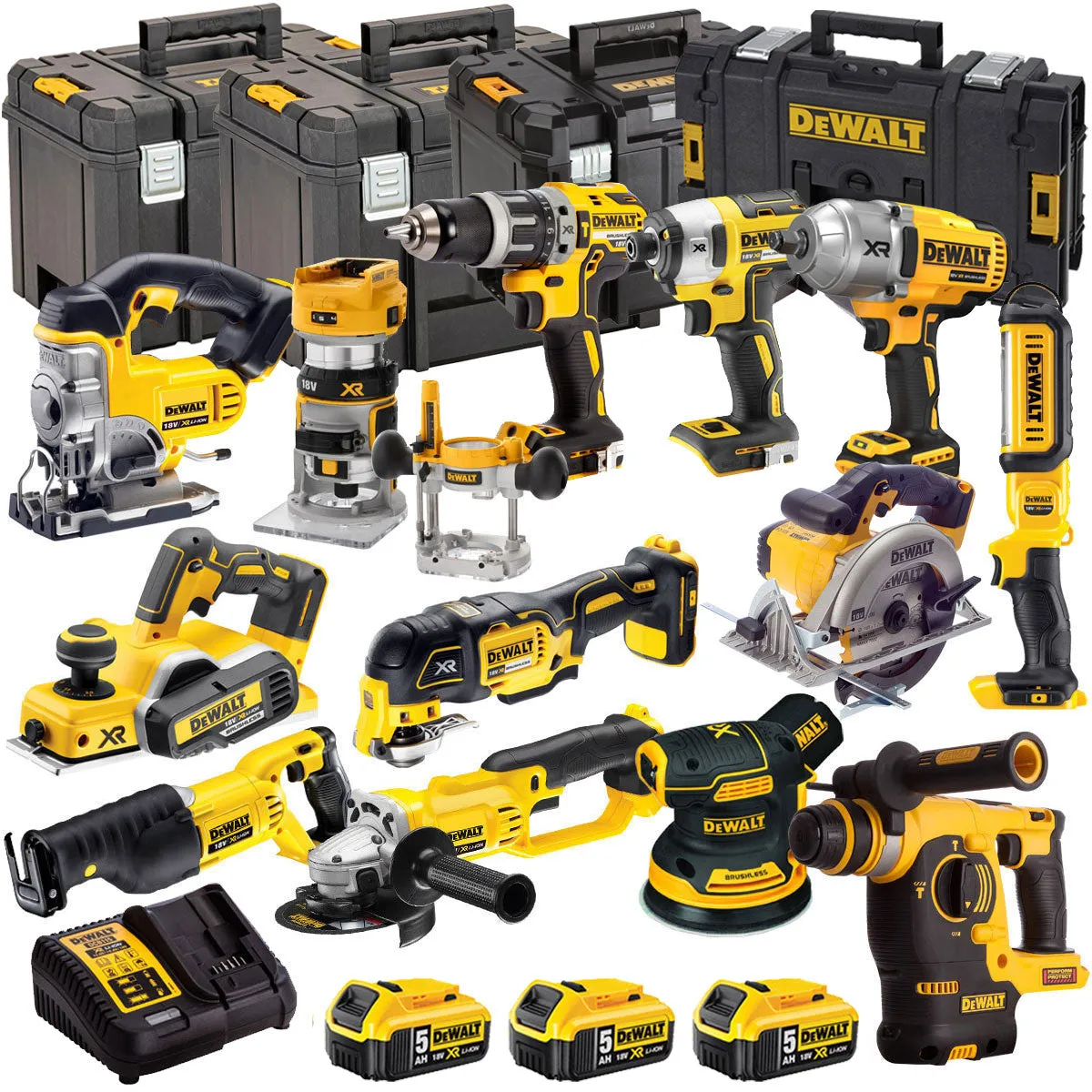 Dewalt 18V 13 Piece Power Tool Kit with 3 x 5.0Ah Batteries T4TKIT-487