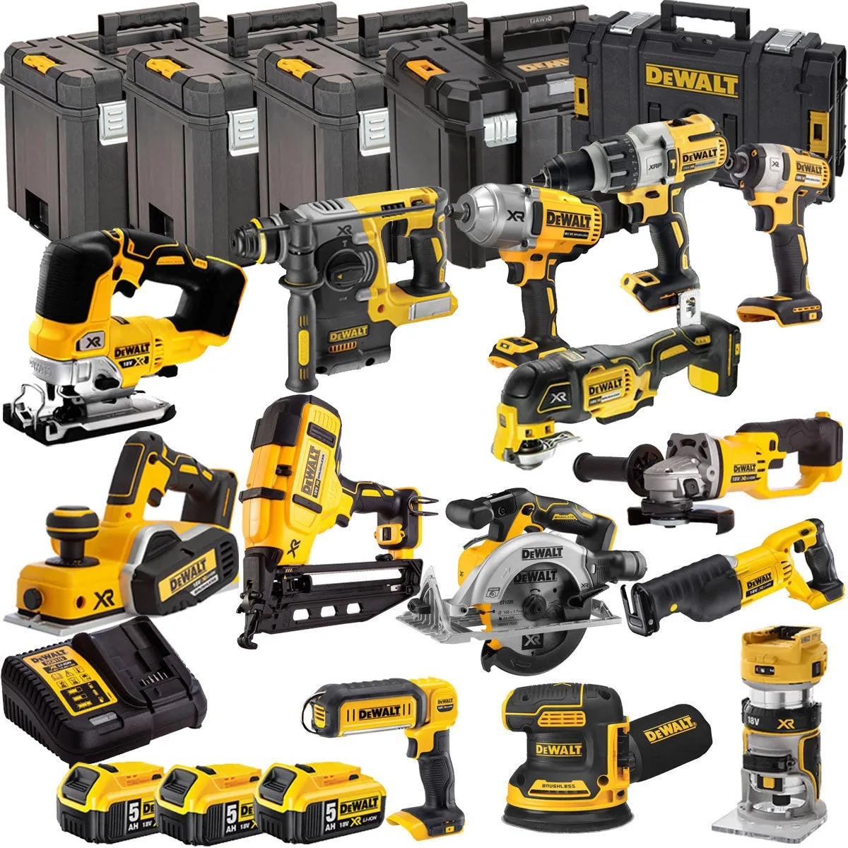 Dewalt 18V 14 Piece Power Tool Kit with 3 x 5.0Ah Batteries DEWKIT27