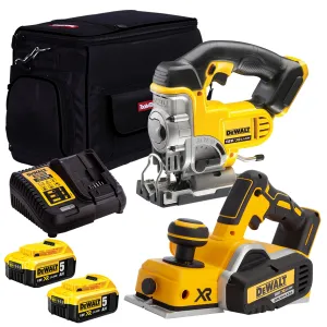Dewalt 18V 2 Piece Power Tool Kit with 2 x 5.0Ah Batteries. Charger & Bag T4TKIT-726