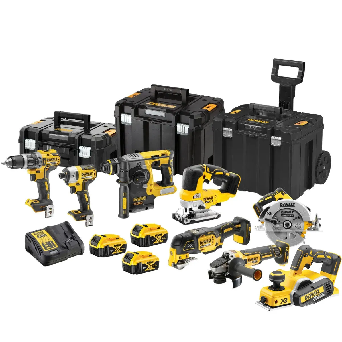 Dewalt DCK755P3T4T1 18V 8 Piece Brushless Power Tool Kit with 3 x 5.0Ah Battery Charger & Toolbox