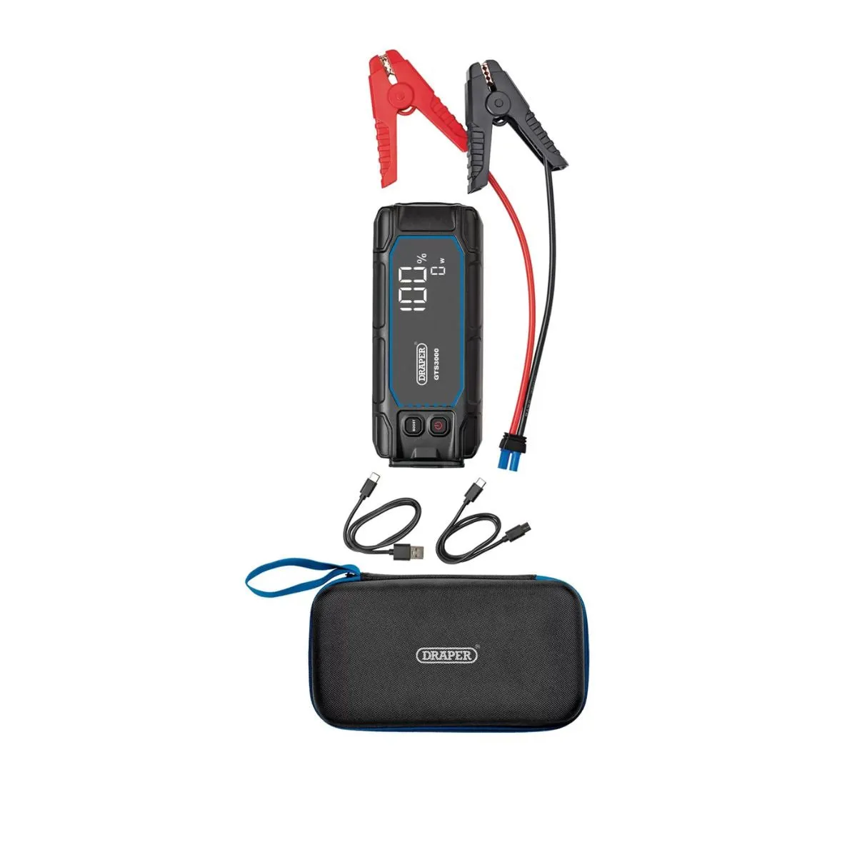 Draper GTS3000 12V Jump Starter with Digital Display 3000A High-Power Car Battery Booster 23742