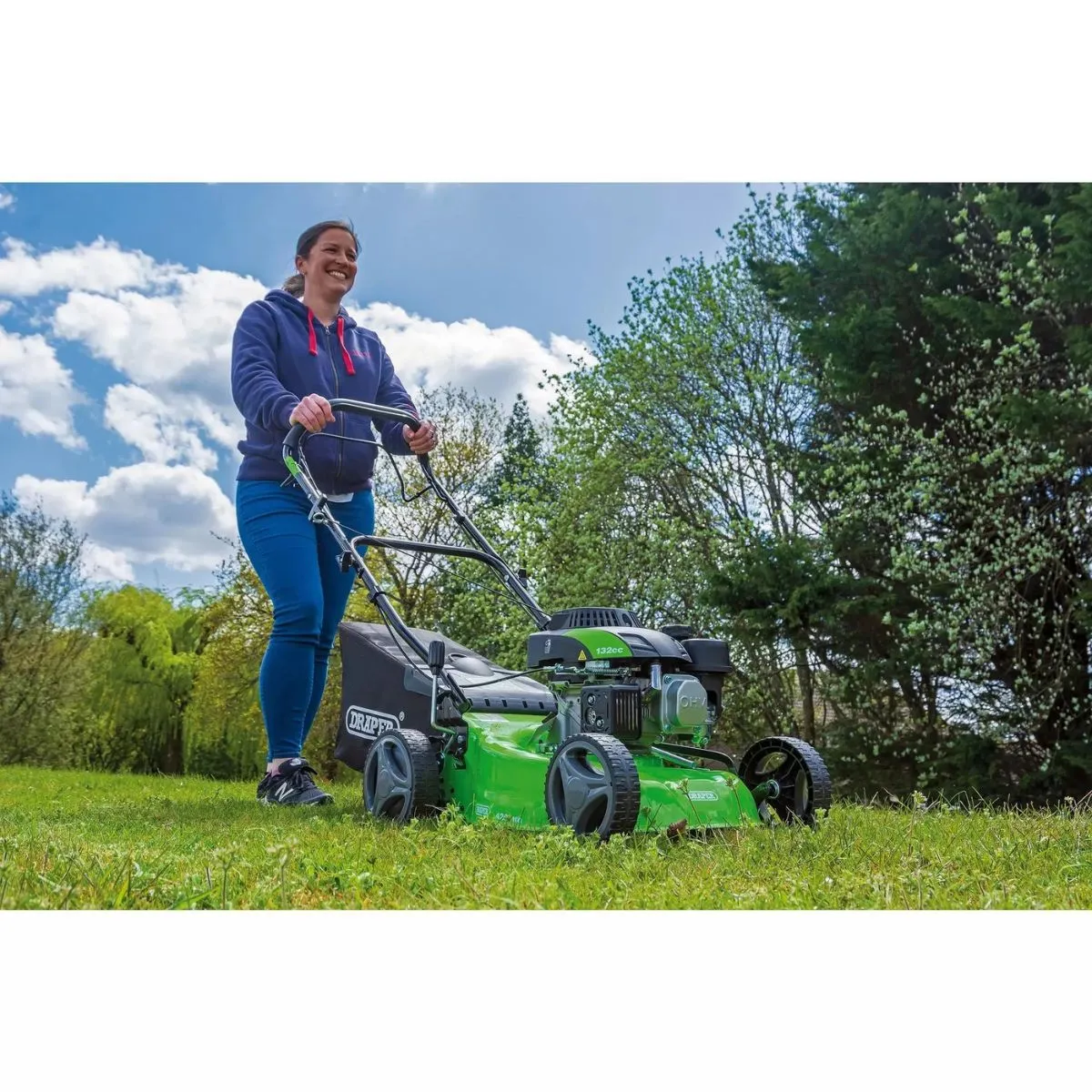 Draper LMP410SP 420mm Steel Deck Petrol Lawn Mower 132cc/3.3HP 08671