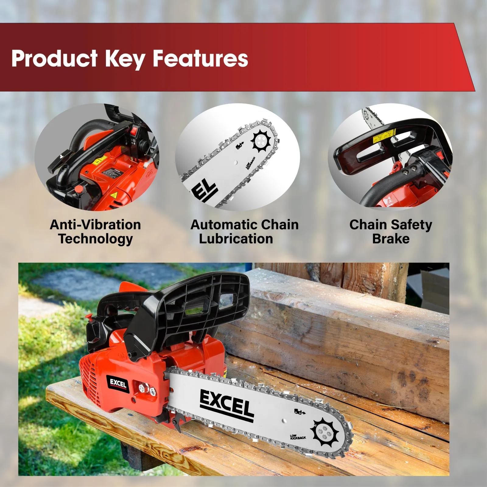 Excel 12 Petrol Chainsaw 25cc Heavy Duty Wood Saw Item Condition Used