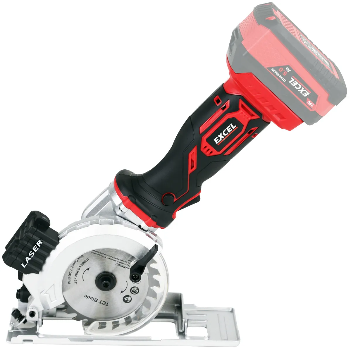 Excel 18V 115mm Mini Circular Saw with 1 x 4.0Ah Battery & Charger