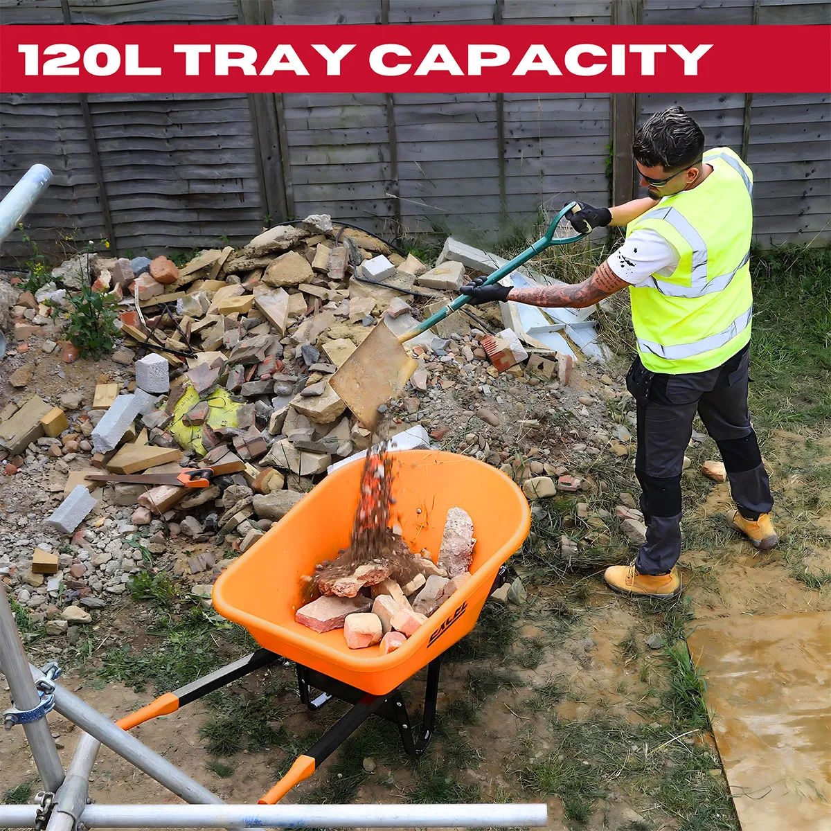 Excel Heavy Duty 120L Wheelbarrow HDPE Plastic Tray