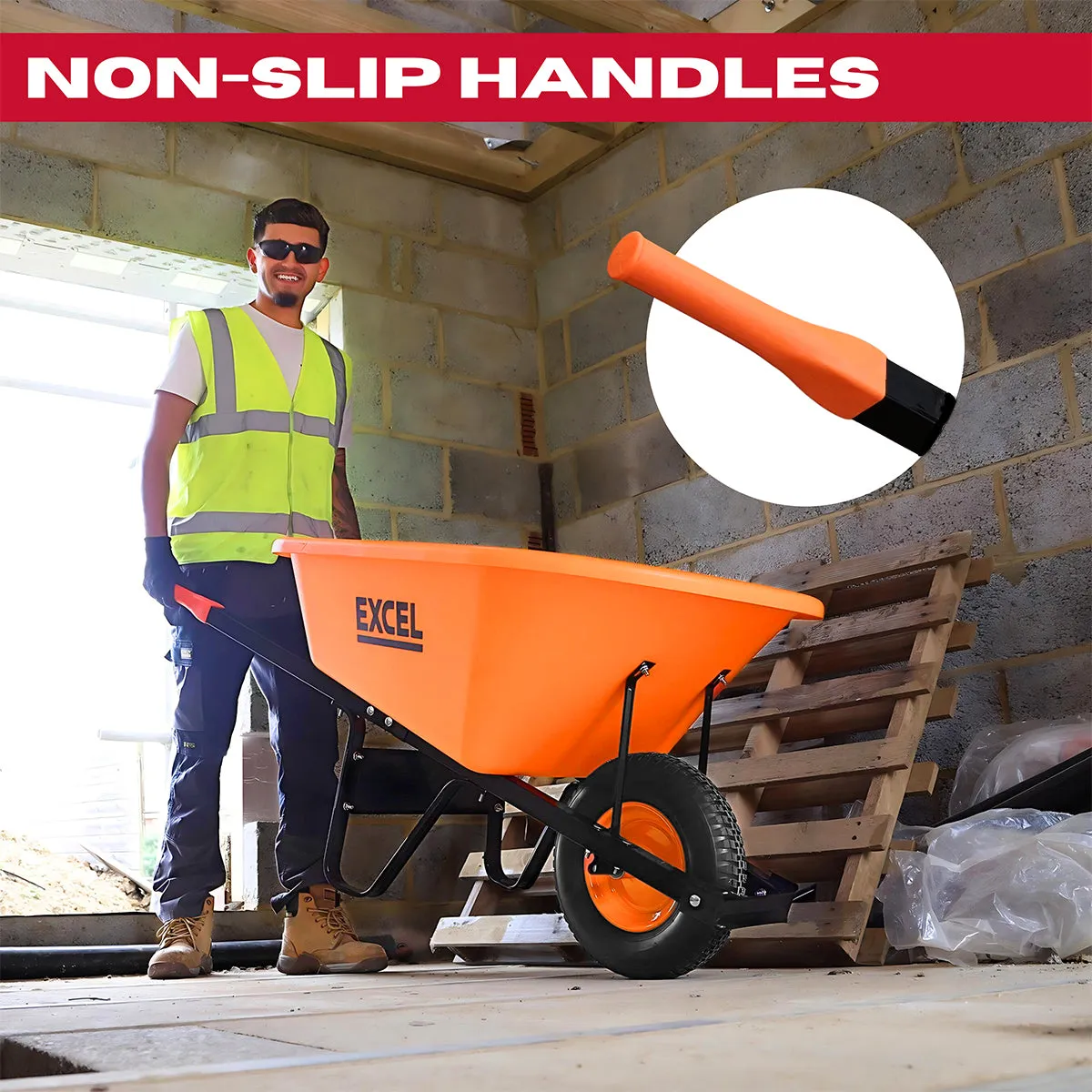 Excel Heavy Duty 120L Wheelbarrow HDPE Plastic Tray
