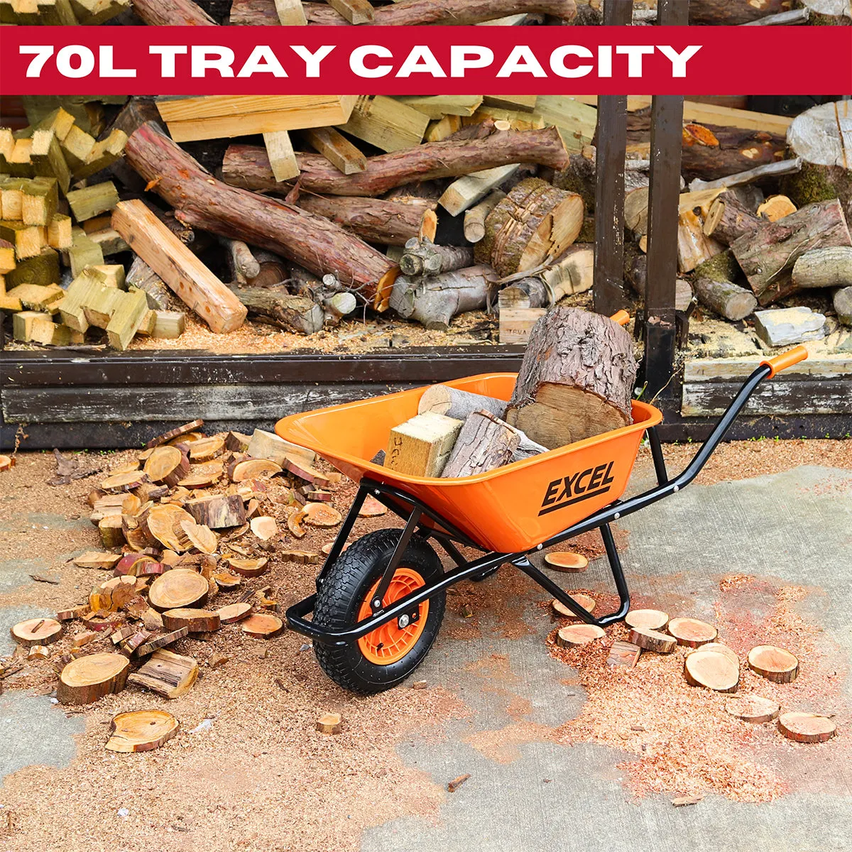 Excel Heavy Duty  Wheelbarrow with Galvanized Steel Tray