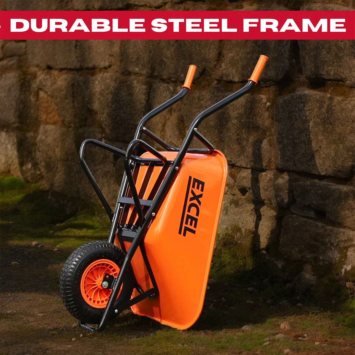 Excel Heavy Duty  Wheelbarrow with Galvanized Steel Tray