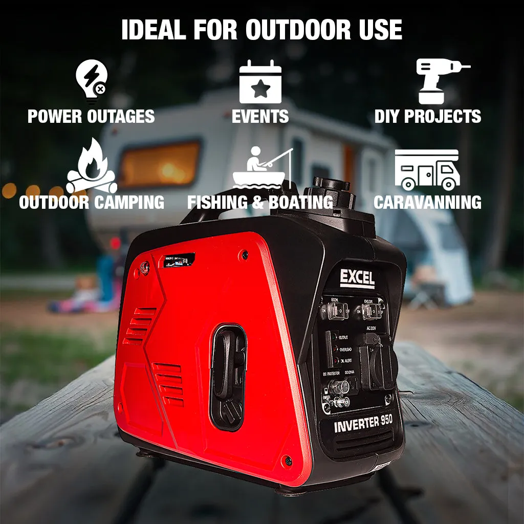 Excel Petrol Inverter Generator 4-Stroke Engine - 800W Power Output. 40CC for Reliable Outdoor use