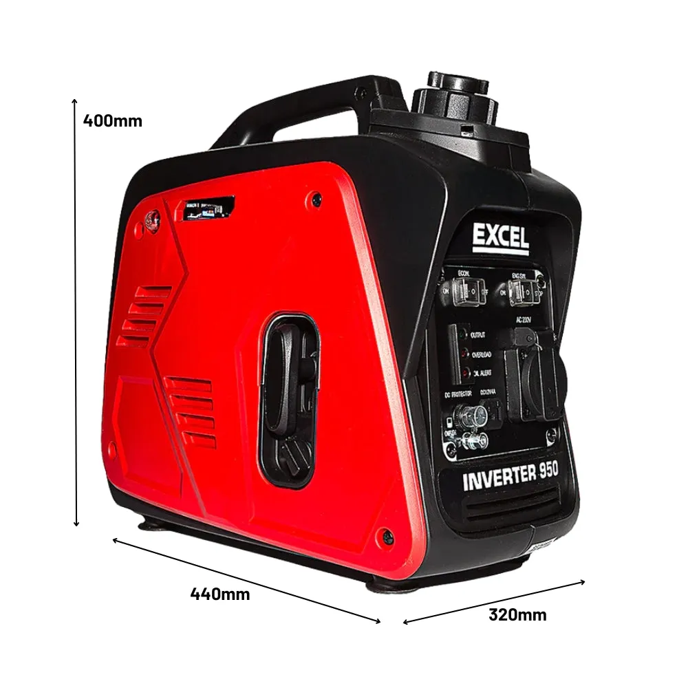 Excel Petrol Inverter Generator 4-Stroke Engine - 800W Power Output. 40CC for Reliable Outdoor use