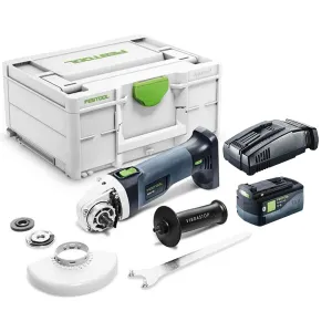 Festool AGC 18-125 EB-Basic GB 18V Brushless 125mm Angle Grinder with 1 x 5.0Ah Battery Charger & Systainer