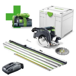 Festool HKC 55 EB-Basic-5.0 18V Brushless 160mm Circular Saw - 577034 With 1 x 5.0Ah Battery. Charger & 250mm Guide Rail