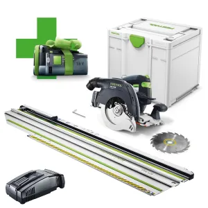 Festool HKC 55 EB-Basic-5.0 18V Brushless 160mm Circular Saw - 577034 With 1 x 5.0Ah Battery. Charger & 420mm Guide Rail