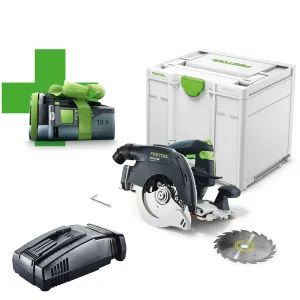 Festool HKC 55 EB-Basic-5.0 18V Brushless 160mm Circular Saw - 577034 With 1 x 5.0Ah Battery. Charger & Case