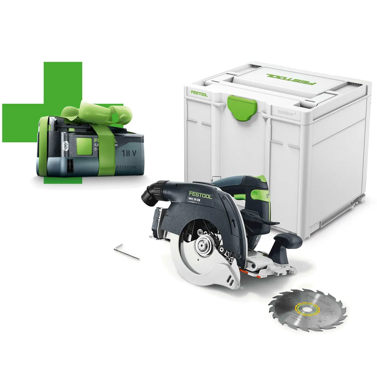 Festool HKC 55 EB-Basic-5.0 18V Brushless 160mm Circular Saw With 1 x 5.0Ah Battery & Case - 577034