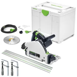 Festool TS 55 FEBQ-Plus 230V GB Circular Plunge-Cut Saw - 576706 With Guide Rail & Clamp
