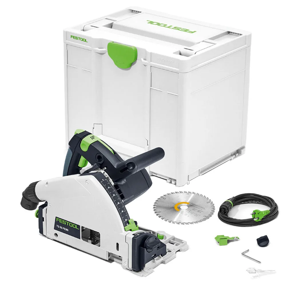 Festool TS 55 FEBQ-Plus 230V GB Circular Plunge-Cut Saw - 576706 With Mobile Dust Extractor 574843