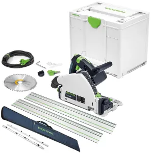 Festool TS 55 FEQ-Plus 110V GB Circular Plunge Cut Saw - 576707 With 2 x Guide Rail. Connector & Guide Rail Bag