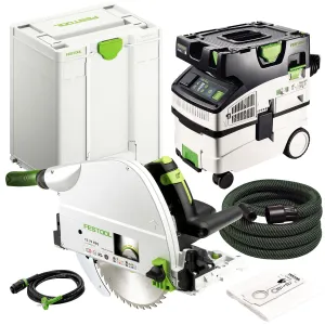 Festool TS 75 EBQ-Plus 230V GB Circular Plunge Cut Saw - 576114 With Mobile Dust Extractor 574835