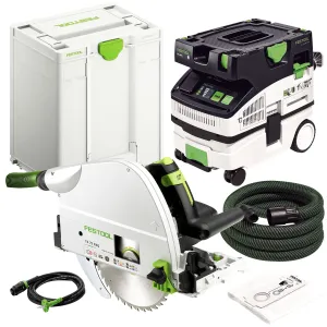 Festool TS 75 EBQ-Plus 230V GB Circular Plunge Cut Saw - 576114 With Mobile Dust Extractor 574843