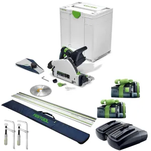 Festool TSC 55 KEB-Basic-5.0 GB 18V BL Plunge-Cut Saw - 577589 With 2 x 5.0Ah Batteries. Charger & 1 x Guide Rail Kit