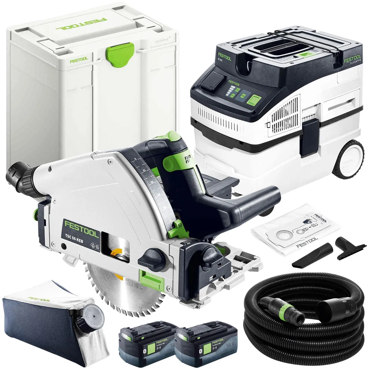 Festool TSC 55 KEB-Basic-5.0 GB 18V Brushless Plunge-Cut Saw - 577589 With Mobile Dust Extractor 577412