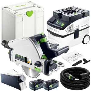 Festool TSC 55 KEB-Basic-5.0 GB 18V Brushless Plunge-Cut Saw - 577589 With Mobile Dust Extractor 577412
