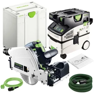 Festool TSV 60 KEBQ-Plus 230V GB Circular Plunge-Cut Saw - 576733 With Mobile Dust Extractor 574835