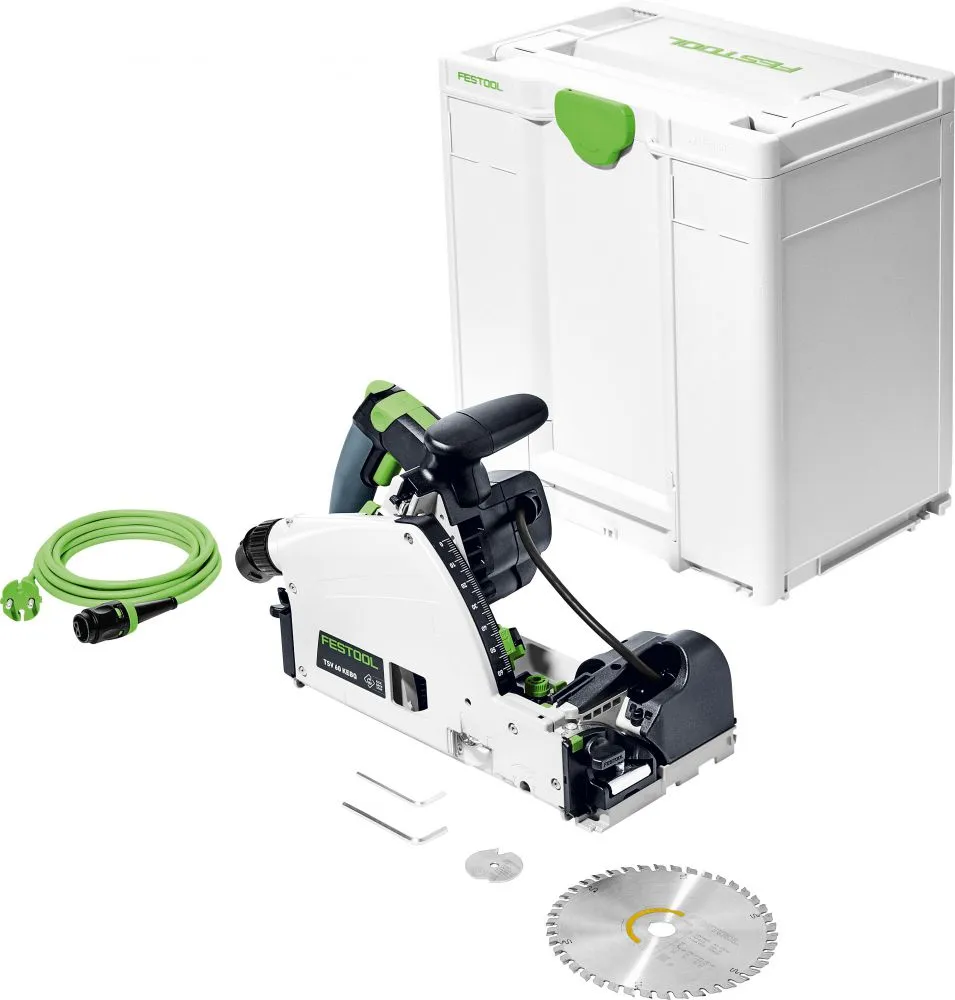 Festool TSV 60 KEBQ-Plus 230V GB Circular Plunge-Cut Saw - 576733 With Mobile Dust Extractor 574835