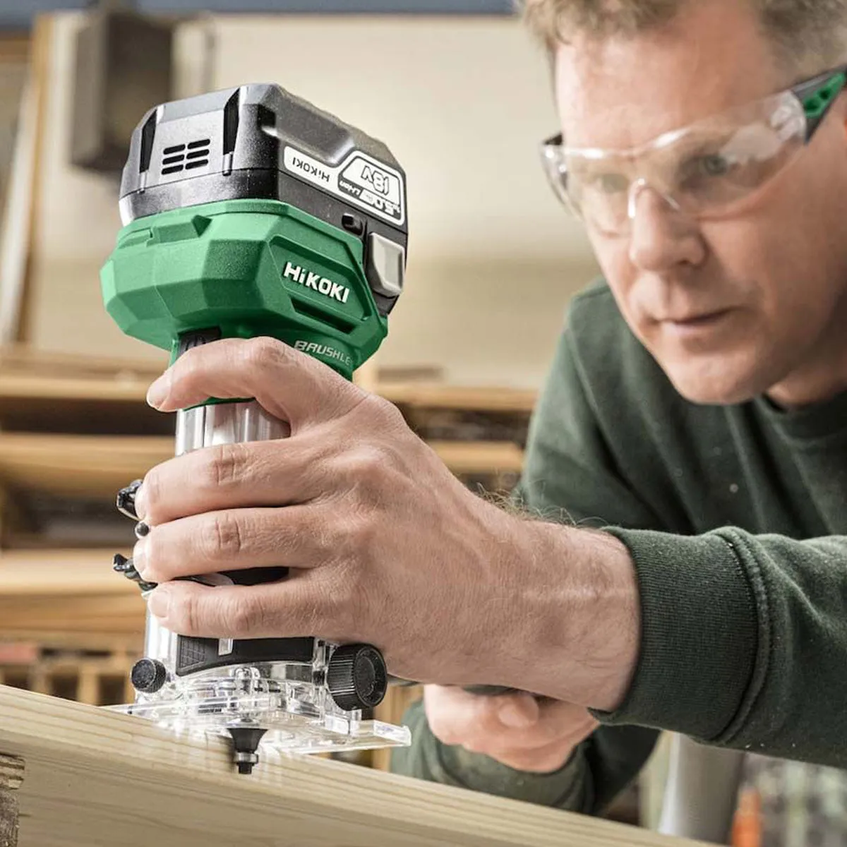 Hikoki M1808DAJ2Z 18V 1/4 Brushless Router Trimmer with 1 x 2.5Ah/5.0Ah Battery & Charger