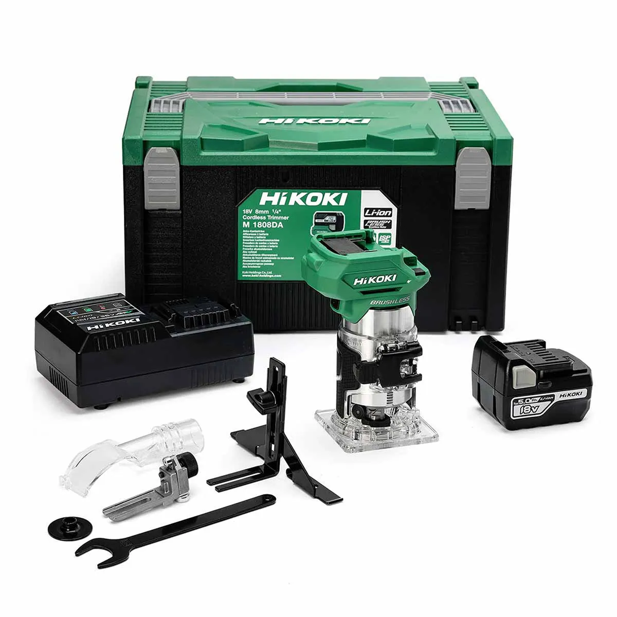 Hikoki M1808DAJPZ 18V Brushless 1/4 Router Trimmer with 1 x 5.0Ah Battery Charger & Case