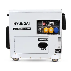 Hyundai DHY8000SELR  Silenced Diesel Generator. Single Phase Output & Long Running Standby 5.8kW/230V