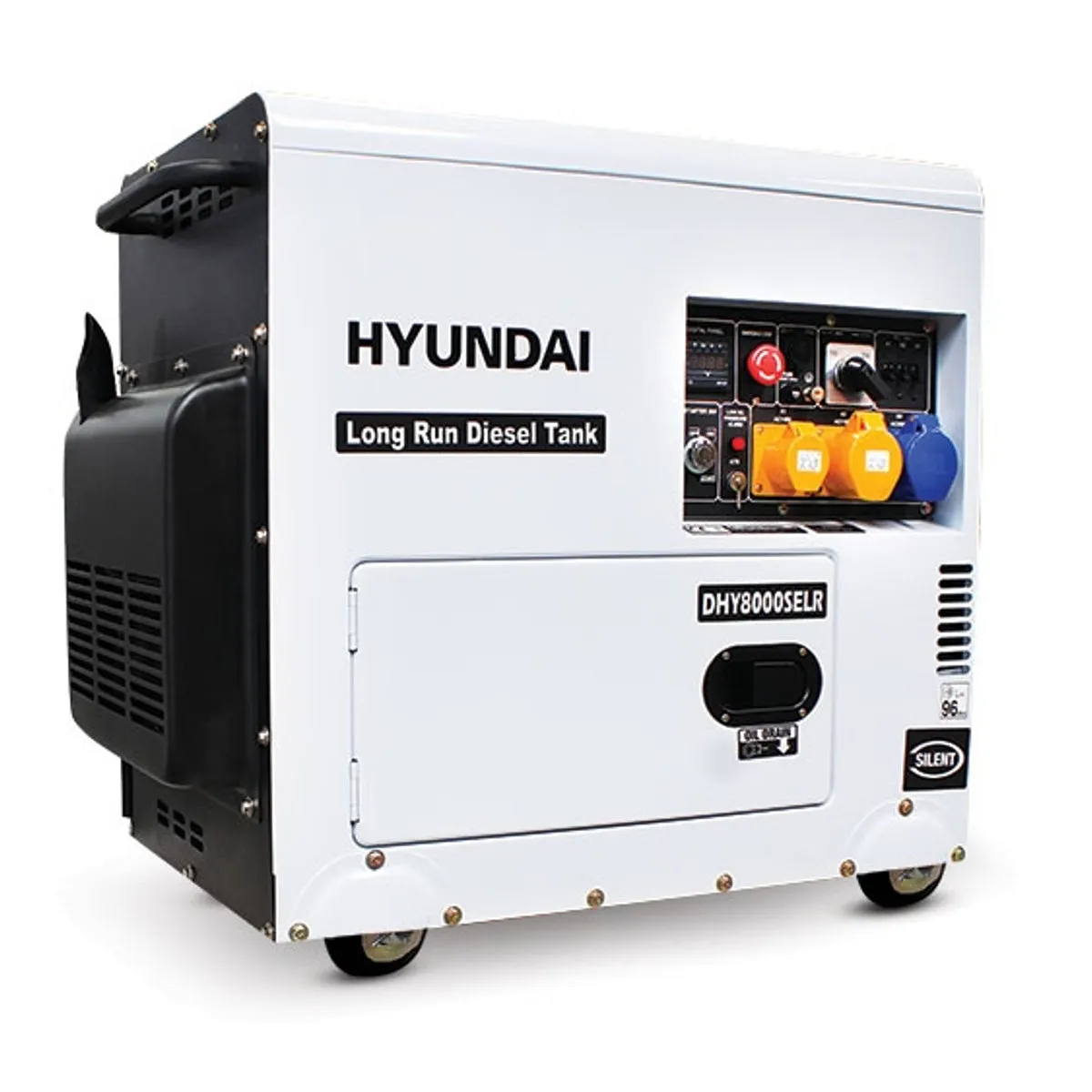 Hyundai DHY8000SELR  Silenced Diesel Generator. Single Phase Output & Long Running Standby 5.8kW/230V