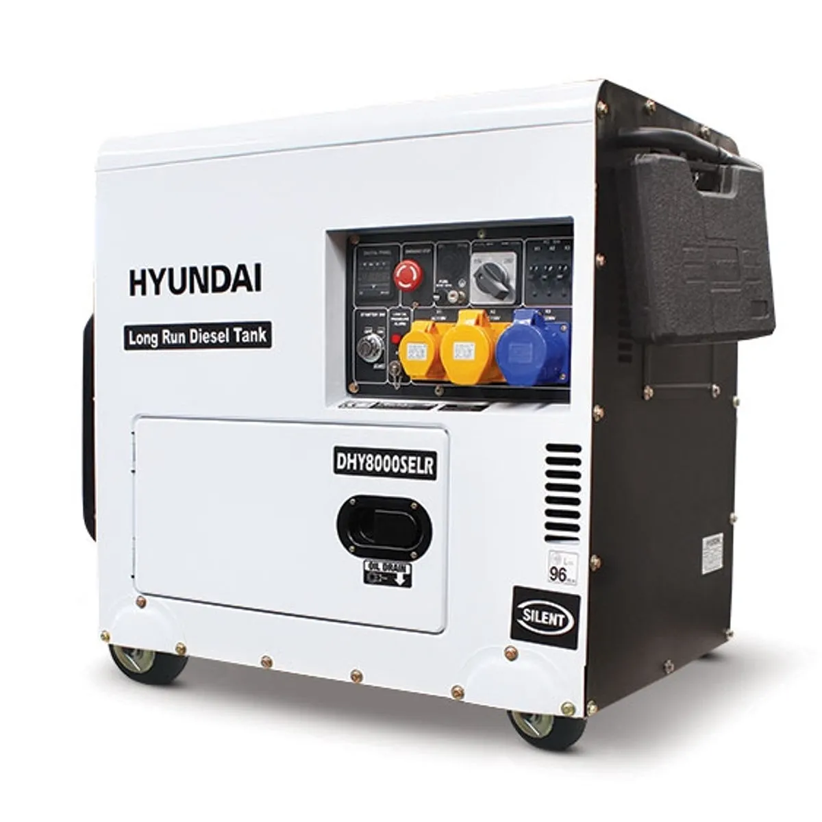 Hyundai DHY8000SELR  Silenced Diesel Generator. Single Phase Output & Long Running Standby 5.8kW/230V