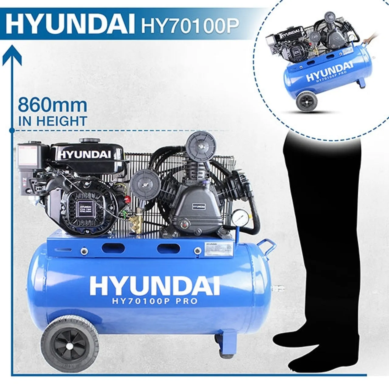 Hyundai HY70100P 90L Petrol Air Compressor