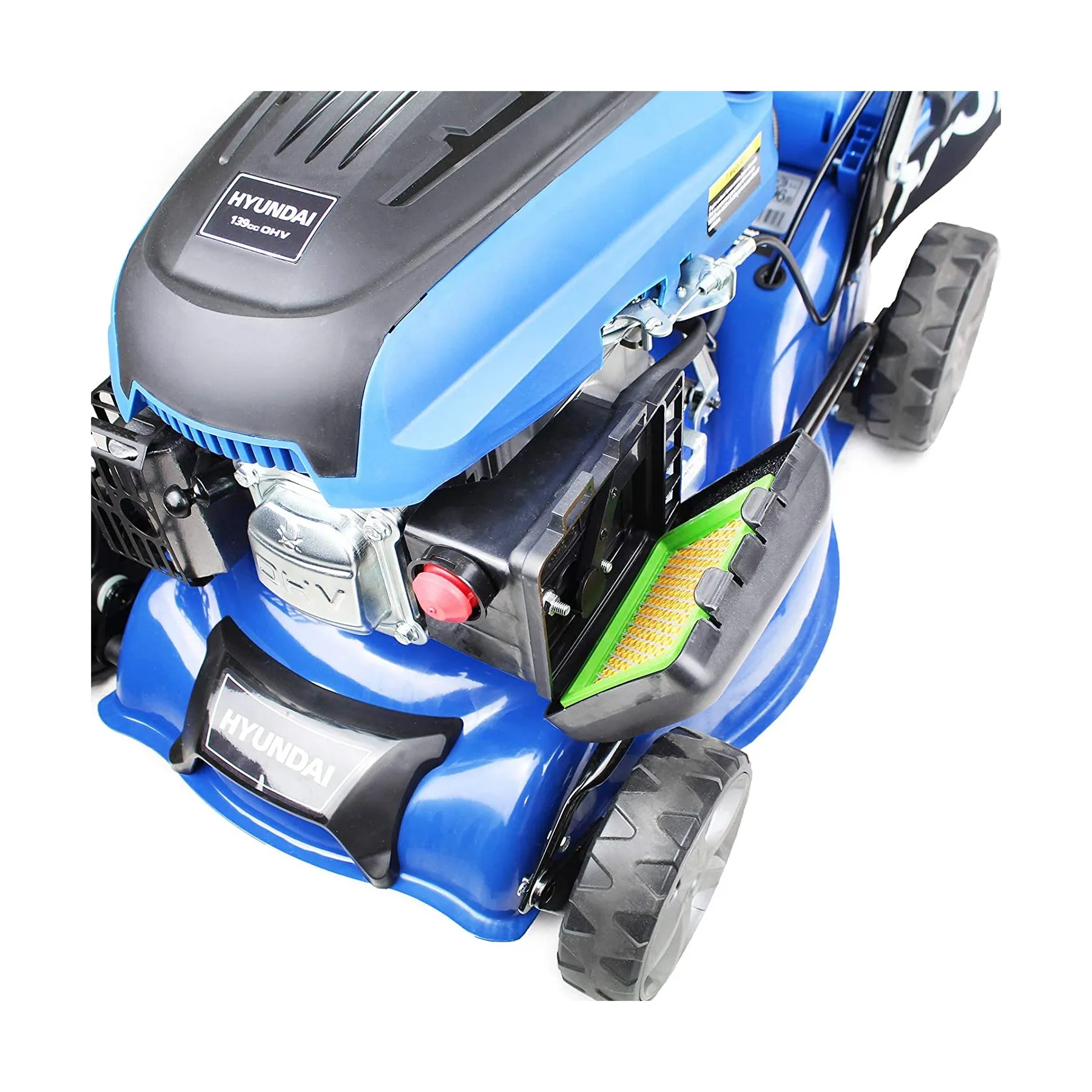 Hyundai HYM430SPE 42cm Self-Propelled Petrol Lawnmower 139cc Engine Electric Start. Rear Discharge & Mulching
