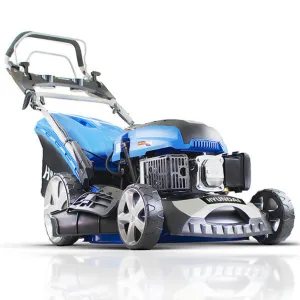 Hyundai HYM460SPE 46cm Electric-Start Self-Propelled Petrol Lawnmower Mulch. Rear & Side Discharge