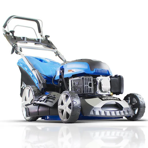 Hyundai HYM460SPE 46cm Electric-Start Self-Propelled Petrol Lawnmower Mulch. Rear & Side Discharge