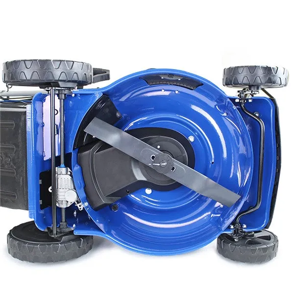 Hyundai HYM460SPE 46cm Electric-Start Self-Propelled Petrol Lawnmower Mulch. Rear & Side Discharge