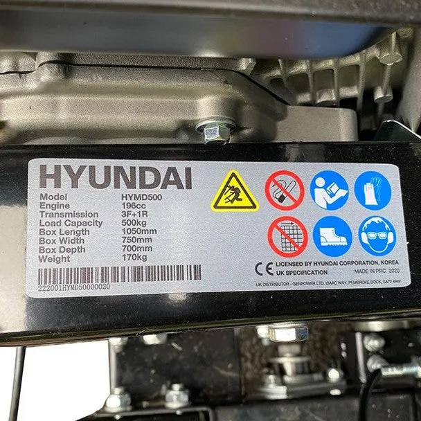 Hyundai HYMD500 4 x 4 Drive Mini Dumper Power Barrow 196cc Engine. 500kg Capacity & Compact & Reliable