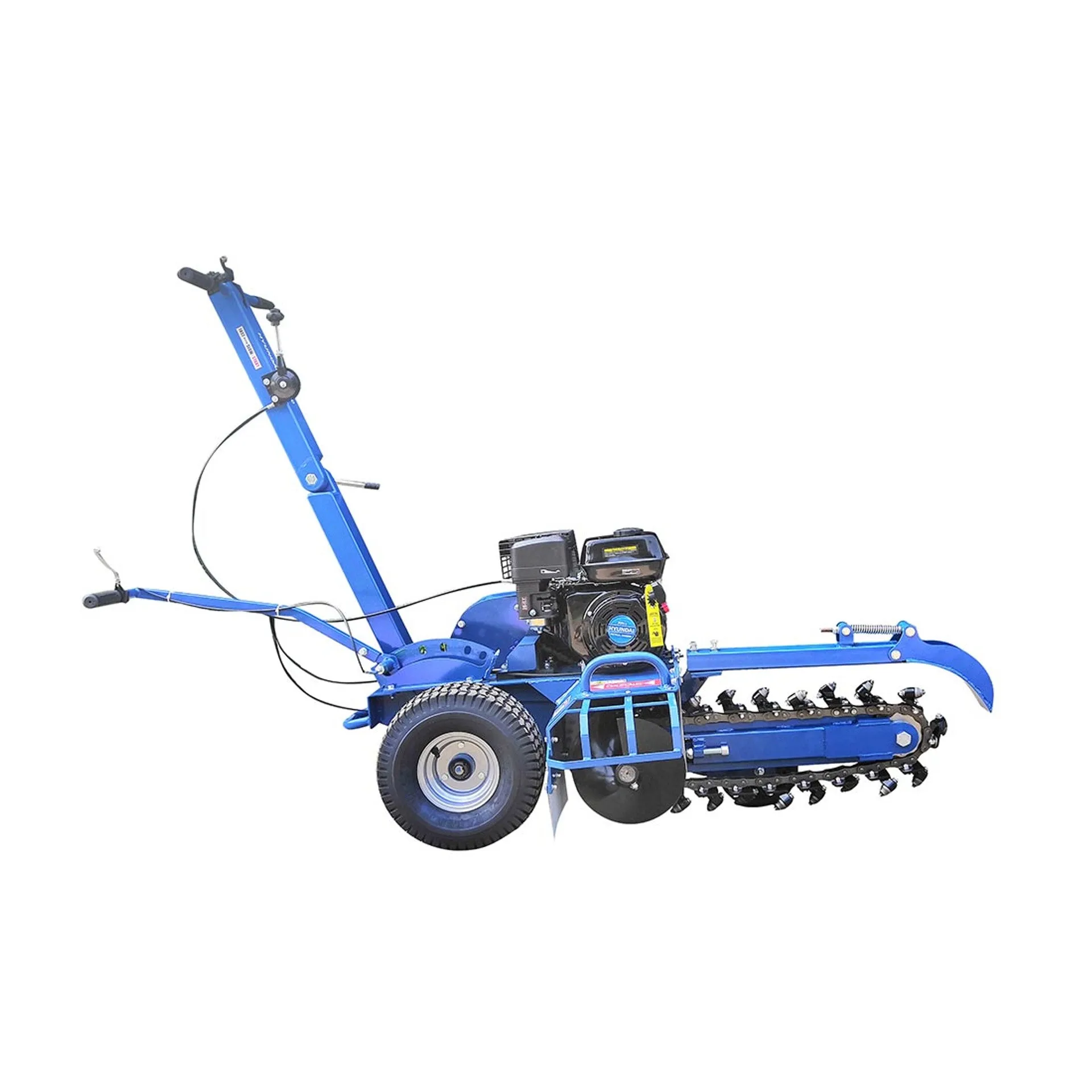 Hyundai HYTR70 450mm Depth Petrol Trencher & Recoil Start 210cc Engine. Adjustable Soft Grip