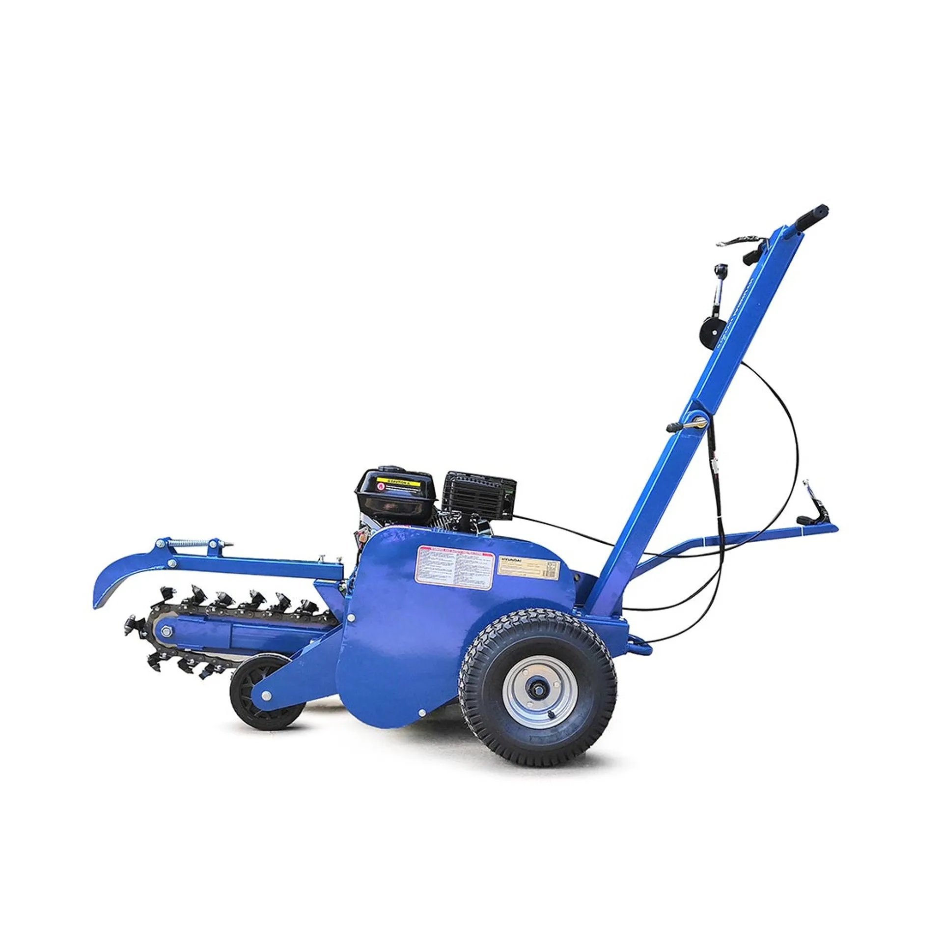 Hyundai HYTR70 450mm Depth Petrol Trencher & Recoil Start 210cc Engine. Adjustable Soft Grip