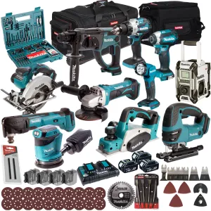 Makita 18V 11 Piece Combo Kit with 3 x 5.0Ah Battery Charger & Accessories Set T4TKIT-17224
