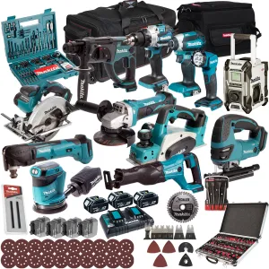Makita 18V 12 Piece Combo Kit with 3 x 5.0Ah Battery Charger & Accessories Set T4TKIT-17223
