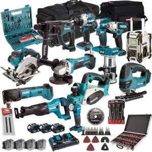 Makita 18V 13 Piece Combo Kit with 3 x 5.0Ah Battery Charger & Accessories Set T4TKIT-17222