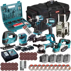 Makita 18V 8 Piece Combo Kit with 3 x 5.0Ah Battery Charger & Accessories Set T4TKIT-17230