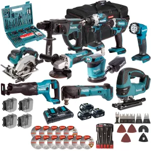 Makita 18V 9 Piece Combo Kit with 3 x 5.0Ah Battery Charger & Accessories Set T4TKIT-17228