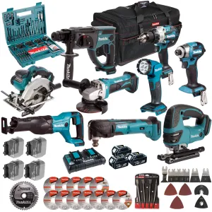 Makita 18V 9 Piece Combo Kit with 3 x 5.0Ah Battery Charger & Accessories Set T4TKIT-17229